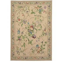 THEKO Flachwebteppich, Beige, Textil, Floral, Rechteckig, 60x90 cm, für Fußbodenheizung geeignet, Teppiche & Böden, Teppiche, Flachgewebe-Teppiche
