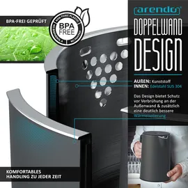 Arendo Edelstahl Wasserkocher 1,5 l Grau