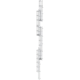 Günzburger MUNK Günzburger Steigtechnik Mehrzügige Steigleiter mit Rückenschutz (Maschinen) Aluminium eloxiert 19,96m
