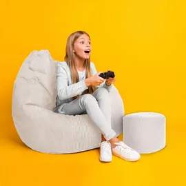 DreamRoots Sitzsack, Weiß, Ecru, Textil, 70x105x70 cm, Oeko-Tex® Standard 100, Wohnzimmer, Hocker, Sitzsäcke, XXL Sitzsäcke