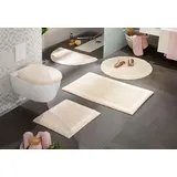 Badematte MY HOME "Kapra, Badvorleger, Badezimmer Teppich" Gr. 1, beige (natur), H:14mm, Baumwolle, Badematten, Badematte, mit Bordüre, Badteppich, Badematte, Baumwolle