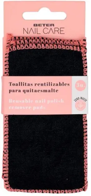 NAIL CARE toallitas reutilizables quitaesmaltes 3 u