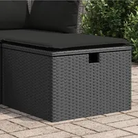 SECOLI Gartensofa mit Stauraum Rattan Sofa Gartenhocker Lounge Sofa Outdoor Kleines Balkon Sofa Balkonmöbel Rattansofa Polyrattan Gartenmöbel Set Balkon Lounge Garten Loungesofa Schwarz