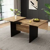 Flieks Küchentisch Esstisch Erweiterbar, Esszimmertisch Rechteckig, Ausziehbarer Tisch Arbeitstisch Bürotisch, 140-180x80x75cm, Naturbelassen - Naturbelassen/Schwarz