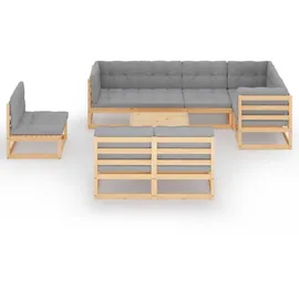 vidaXL Garten-Lounge-Set 9-tlg. grau