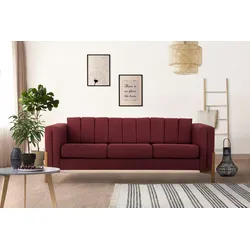 3-Sitzer HOME AFFAIRE "Haki", rot (dunkelrot), B:220cm H:74cm T:88cm, Sofas