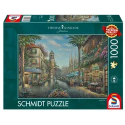 SCHMIDT SPIELE 58780 Erwachsenenpuzzle 1000 Teile. TThomas Kinkade Studios: Spanisches Straßencafé