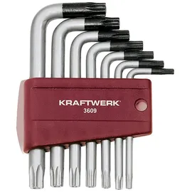Kraftwerk Winkelstiftschlüssel-Satz für TX-Schrauben mit Bohrung T10-T50, 9-tlg.