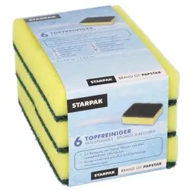 Papstar 120 Topfreiniger, Schwamm eckig 2,6 cm x 9 cm x 6,6 cm gelb/grün , kratzend