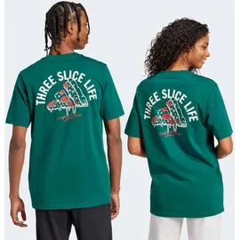 adidas Herren Three Slice Life, Pizza Graphic Tee, Short Sleeve, Collegiate Green, S