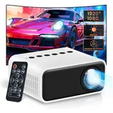 PODOFO Mini 1080P WLAN-LCD-Beamer, tragbar, weiß, EU-Netzteil, Box, YT500 LCD-Beamer (5500 lm, 5000:1, 1920*1080 px, WiFi-Verbindung) weiß