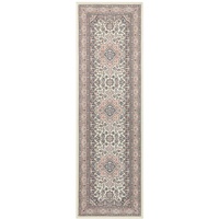 Nouristan Mirkan Orient Teppich – Wohnzimmerteppich Orientalisch Kurzflor Vintage Orientalischer Teppich für Esszimmer, Wohnzimmer, Schlafzimmer – Creme Rosa, 80x250cm