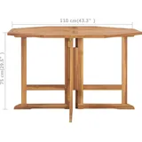 vidaXL Garten-Esstisch Klappbar 110 x 110 x 75 cm Teak/braun