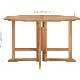 vidaXL Garten-Esstisch Klappbar 110 x 110 x 75 cm Teak/braun