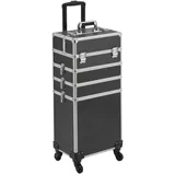 4 in 1 Kosmetikkoffer Trolley Schminkkoffer abschließbar Make-up Koffer Friseurkoffer - Schwarz