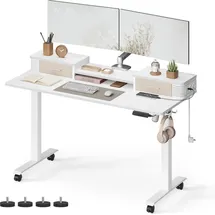 VASAGLE Schreibtisch höhenverstellbar elektrisch, mit Monitorständer, USB-Anschluss