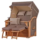 bene living Strandkorb Komplettset - bene living - Schaalsee Teak - PE grau - Modell 534 - inkl. Liftersystem