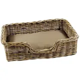 Tierkorb Hundekorb Hundesofa PUPPY aus Rattan 72x53x20cm mit passendem Kissen, Baumwolle beige