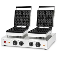 Vertes Waffeleisen belgische Waffel doppelt, 8 Waffeln 160 Stück pro Stunde, regelbar 0-300°C, Timer, teflonbeschichtet, Belgisches