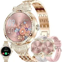 SGDDFIT 1.32 Inch AMOLED Smartwatch Damen mit Telefonfunktion Fitness Uhr mit Bluetooth Anrufen Schlafmonitor 100 Sportmodi 5ATM wasserdicht - Gold