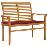 vidaXL Gartenbank Massivholz Teak 112 cm Weinrote Auflage