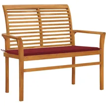 vidaXL Gartenbank Massivholz Teak 112 cm Weinrote Auflage