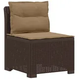 vidaXL 1-Sitzer Garten-Sofa mit Kissen Rattan-Look PP Braun