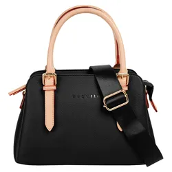 Henkeltasche BUGATTI "ELLA", Damen, Gr. B/H/T: 22cm x 17cm x 7cm onesize, schwarz, Kunstfaser, unifarben, Taschen