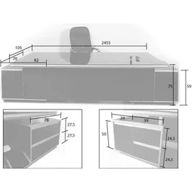 Jet-Line Schreibtisch Kehl XXL 2,4 m Weiß