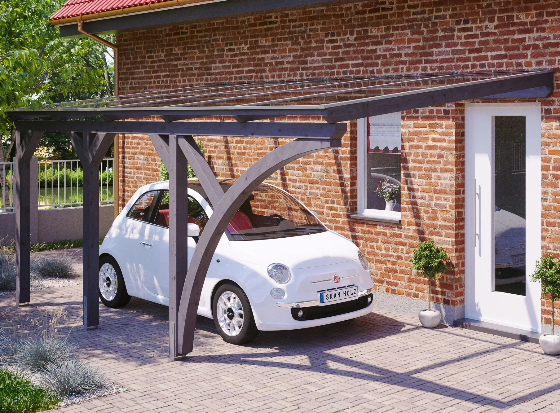 Anlehncarport SKANHOLZ "Eifel", grau (dunkelgrau), H: 213cm, Carports