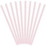 Premium Weddings Papierstrohhalme rosa Punkte weiß 10 Stück - Papier-Trinkhalme Strohhalme Papier Trinkhalme Papier Papierhalme rosa Punkte weiß
