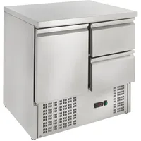 GastroHero Kühltisch Mini Edelstahl GN 1/1 1 Tür 2 Schubladen statische Kühlung +2 °C bis +8 °C 230 V Profi Gastronomie ECO 1/2 900x700x870 mm