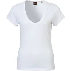 V-Shirt »Eslane Premium Damenmode«, mit Logoschriftzug, Gr. M (38), White 100, , 81234860-M