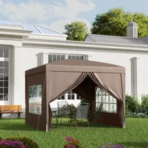 Outsunny Faltpavillon 3 x 3 m inkl. 4 Seitenteile Braun