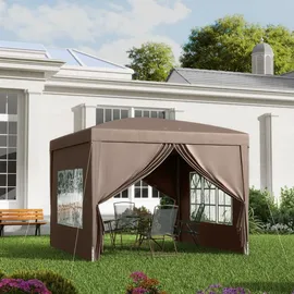 Outsunny Faltpavillon 3 x 3 m inkl. 4 Seitenteile Braun