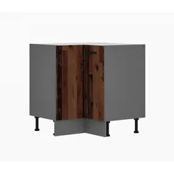 Küche OLD STYLE Eckunterschrank 90X90 Old Wood Anthrazit Küchenzeile Einbauküche