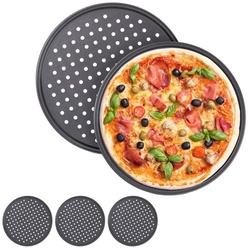 relaxdays Pizzablech Knusper Pizzablech im 5er Set, Stahl grau