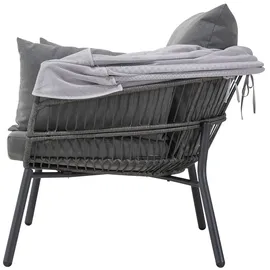 LECO Gartensessel mit Fußhocker Clara 102 x 102 x 108 cm grau 2 St.