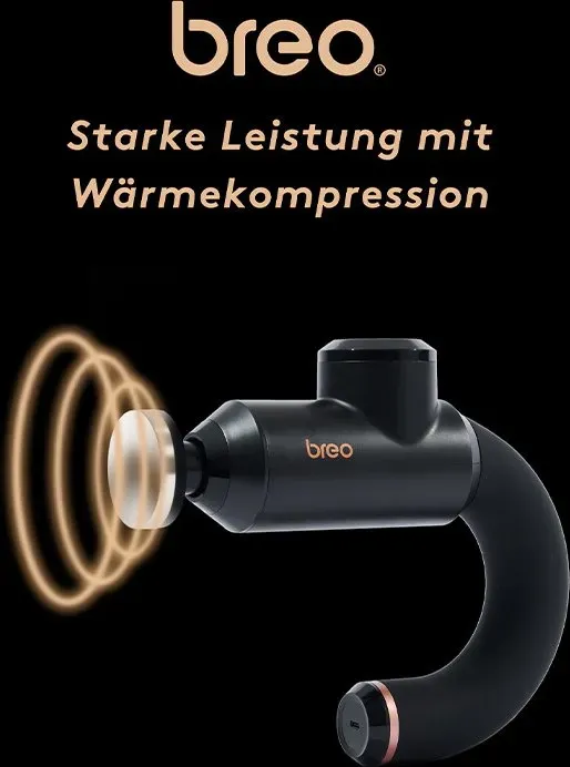 Breo Sport-M0500 beheizte Massagepistole, Tiefenmassage-Percussion-Massagegerät für Muskelregeneration, ergonomisches Design, USB-C-Laden