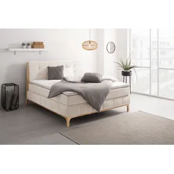 Boxspringbett OTTO PRODUCTS "Jelle", beige (natur), B:181cm L:216cm, Komplettbetten, Boxspringbett, zertifizierte, recycelte Bezugsstoffe, verschiedene Ausführungen