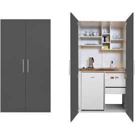 Respekta Schrankküche grau Weiß - Pantryauflage mit Geräte B: ca. 104 cm