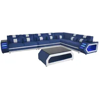 Xlmoebel Ecksofa XXL Großes Ledersofa für die Wohnzimmerlandschaft, Hergestellt in Europa blau