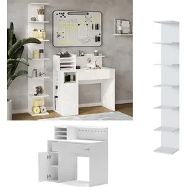 Vicco Schreibtisch, Weiß, 2 Teile, mit Bücherregal