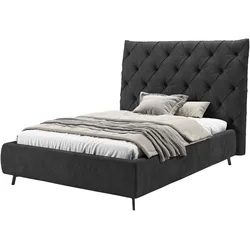 Polsterbett LEONIQUE "Maxime, in 4 Breiten bis 200cm, auch in Leder", schwarz, B:176cm H:105cm L:234cm, 96% Polyester, 4% Polyacryl, Betten, Kopfteilhöhe 143 cm, belastbar bis 280 kg, auch in Überlänge 220cm