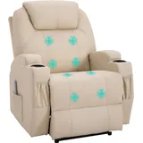 Homcom Elektrisch Relaxsessel Fernsehsessel Liegefunktion Kunstleder, Beige 82 x 97 x 110 cm