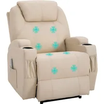 Homcom Elektrisch Relaxsessel Fernsehsessel Liegefunktion Kunstleder, Beige 82 x 97 x 110 cm