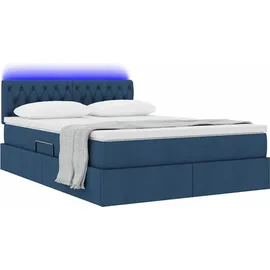 vidaXL Bett mit Stauraum und LED 140 x 200 cm Blau