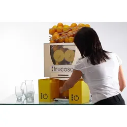Frucosol elektr. Orangenpresse F50 für 20-25 Orangen/Min. mit 7 Früchte-Zulauf Saftpresse Entsafter Edelstahl Powerfresh