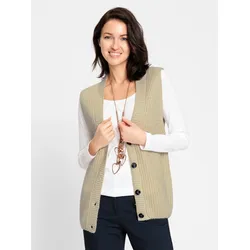 Strickweste INSPIRATIONEN, Damen, Gr. 42, beige (sand), 86% Polyacryl, 14% Wolle, unifarben, Westen