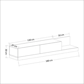 moebel17 Tv-Lowboard, beige Marmor Optik, 9024